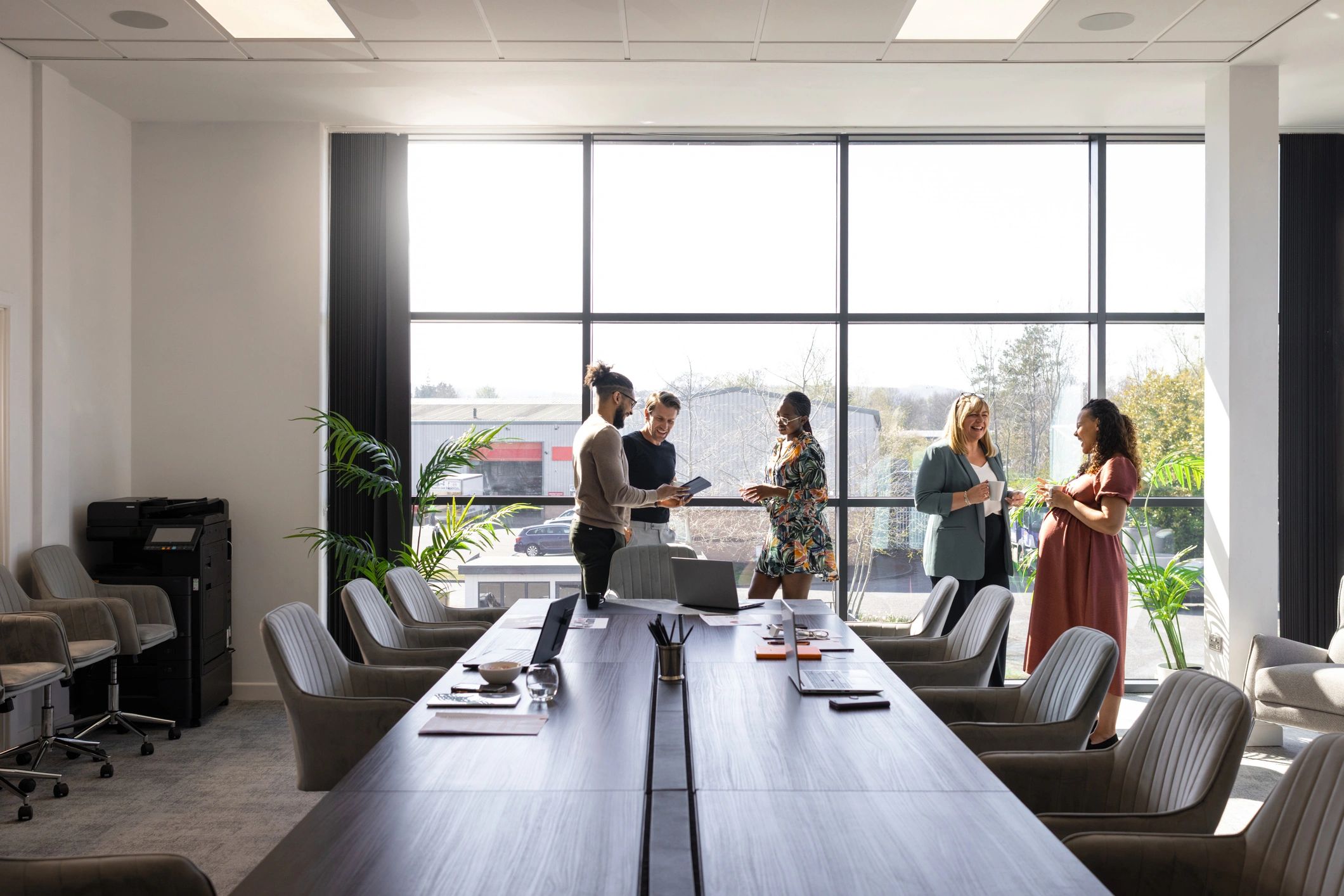 Creative team collaborating in a modern meeting room